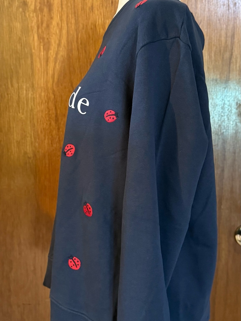 kate spade navy sweatshirt with red ladybug print - Picture 3 of 5